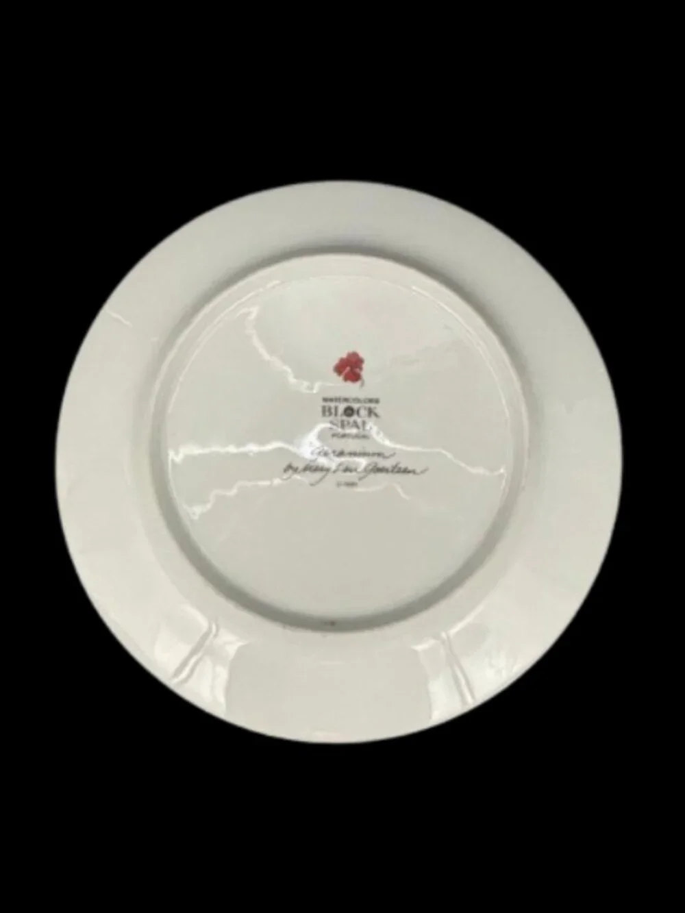 Vintage Block Spal Portugal Watercolor Series Geranium Salad Plate 8" - Picture 5 of 6